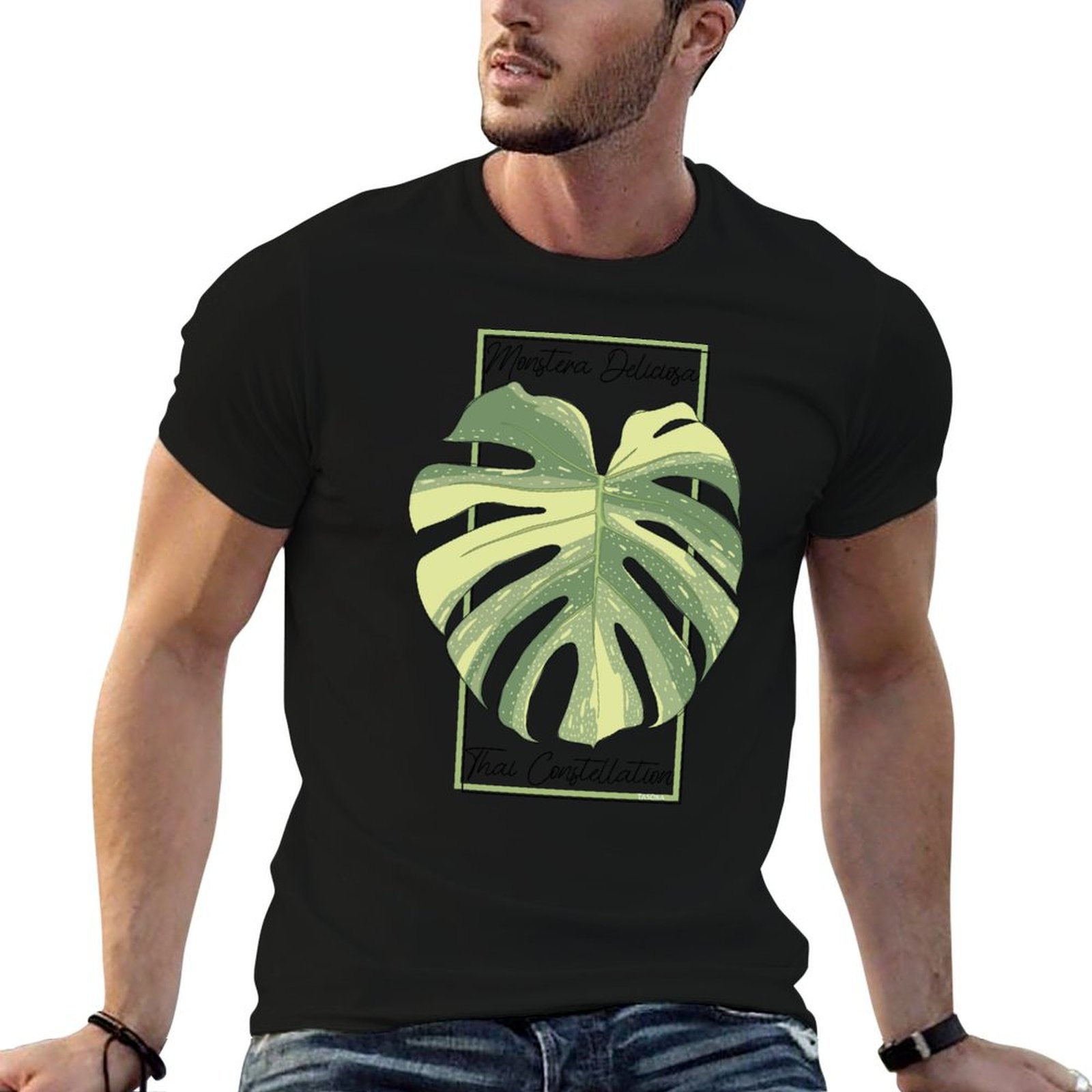 Monstera Thai Constellation - T-Shirt en coton avec tampon botanique